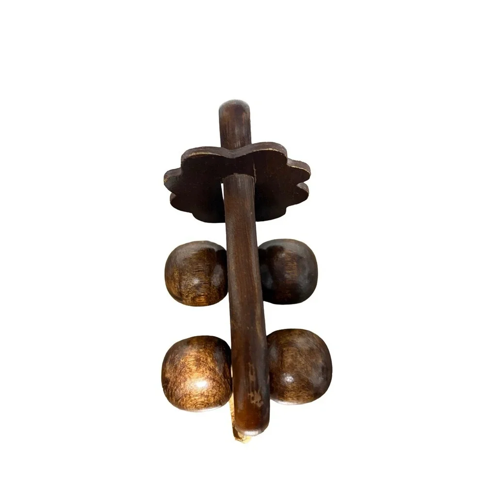 Wooden‎ Toy Vintage Push Along Brown Lion Small Crawl Roller Baby Toddler